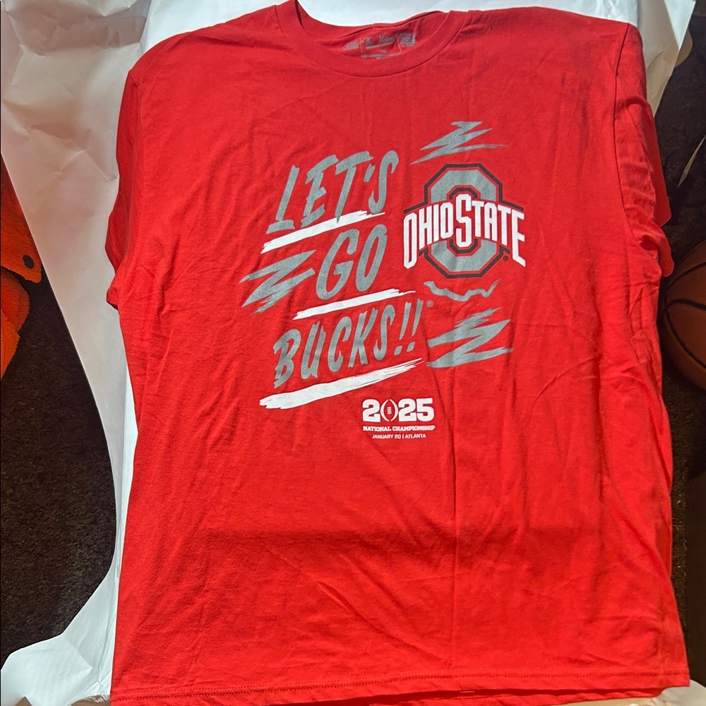 Ohio State “Let’s Go Bucks!!” 2025 National Championship Red T-Shirt